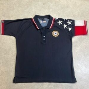 Rock point  red, white and blue short sleeve polo shirt. Size M